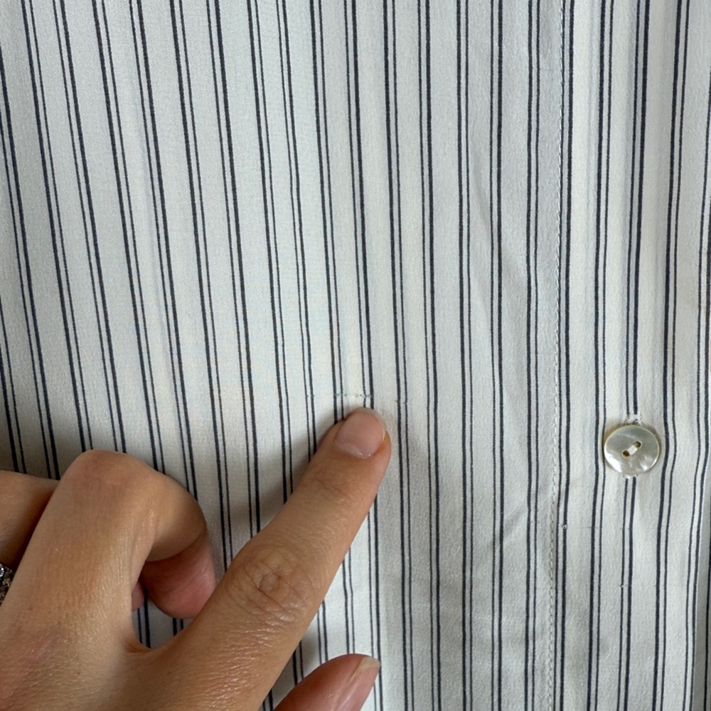 Eileen Fisher White Pinstripe Blouse - Picture 4 of 8
